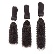 24 inches 26 inches 28 inches Wefts 1B# Natural Black Braid In Bundles Curly 3PCS