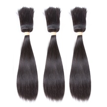 22 inches Weft 1B# Natural Black Braid In Bundles Straight 3PCS