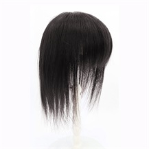 8 inches Natural Black Three Clips on Hairpiece with 3D fringe Hair Topper For Woman