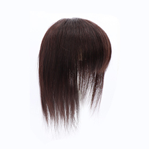 10" Dark Brown Three Clips on Human Hairpiece with 3D fringe Human Hair Topper For Woman