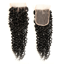 18 inches Lace Frontal Closure #1B Natural Black Human Hair Extensions Kinky Curly