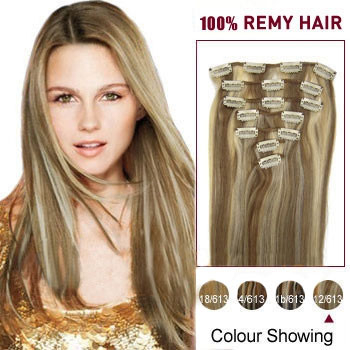 16 inches #12/613 9PCS Straight Clip In Indian Remy Hair Extensions