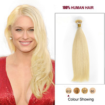 24" #613 Bleach Blonde 100s Flex Tip Nano Ring Human Hair Extensions