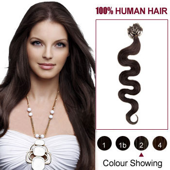 18 inches Dark Brown  (#2) 100S Wavy Micro Loop Human Hair Extensions