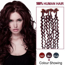 26 inches 99J 100S Curly Nail Tip Human Hair Extensions