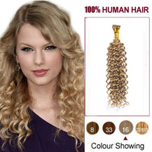 20" Golden Blonde(#16) Nano Ring Curly Hair Extensions