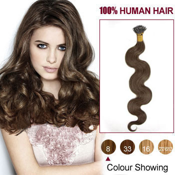 20 inches Ash Brown(#8) Nano Ring Wavy Hair Extensions