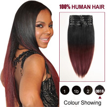 16 inches Two Colors #1b And #443 Straight Ombre Indian Remy Clip In Hair Extensions
