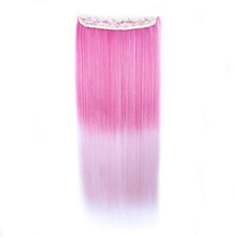 24" Ombre Colorful Clip in Hair Straight 10# Rose/Pink-White 1 Piece