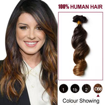 24 inches Two Colors #2 And #27 Wavy Ombre Indian Remy Clip In Hair Extensions