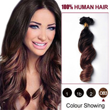 22 inches Two Colors #2 And #443 Wavy Ombre Indian Remy Clip In Hair Extensions