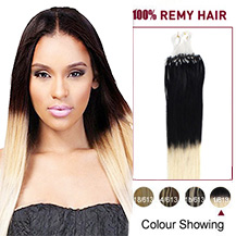16" Ombre(#1/613) Micro Loop Human Hair Extensions
