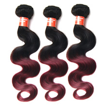 3 set bundle #1B/Bug Ombre Body Wave Indian Remy Hair Wefts 20/22/24 Inches