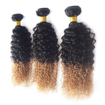3 set bundle #1B/27 Ombre Curly Indian Remy Hair Wefts 16/18/20 Inches