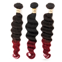 3 set bundle #1B/Bug Ombre Deep Wave Indian Remy Hair Wefts 16/18/20 Inches