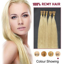 28" White Blonde (#60) 100S Stick Tip Human Hair Extensions