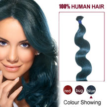22 inches Blue 100S Wavy Stick Tip Human Hair Extensions
