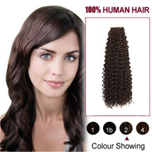 22 inches #2 Dark Brown 20PCS Kinky Curly Tape in Human Hair Extensions