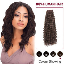24 inches #4 Medium Brown 20PCS Kinky Curly Tape in Human Hair Extensions