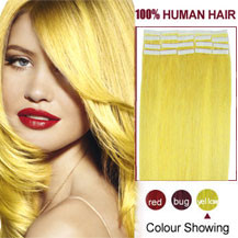 30 inches Yellow 20pcs Tape In Human Hair Extensions