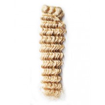 10 inches Bleach Blonde (#613) Deep Wave Indian Remy Hair Wefts