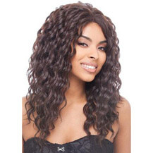 22 inches Human Hair Lace Front Wig Curly Dark Brown