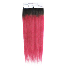 16 Inches #1B/Pink Tape In Ombre Human Hair Extensions