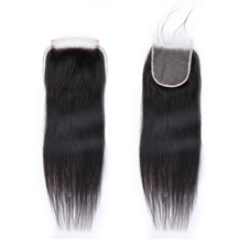 8 inches Transparent Lace Frontal Closure #1B Natural Black Human Hair Extensions Straight
